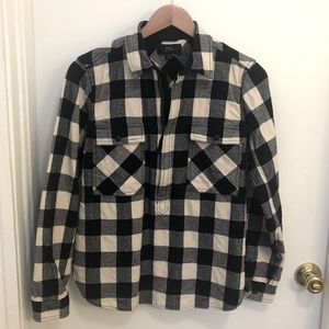 Wool Buffalo Check 3/4 Zip Pullover from JCREW